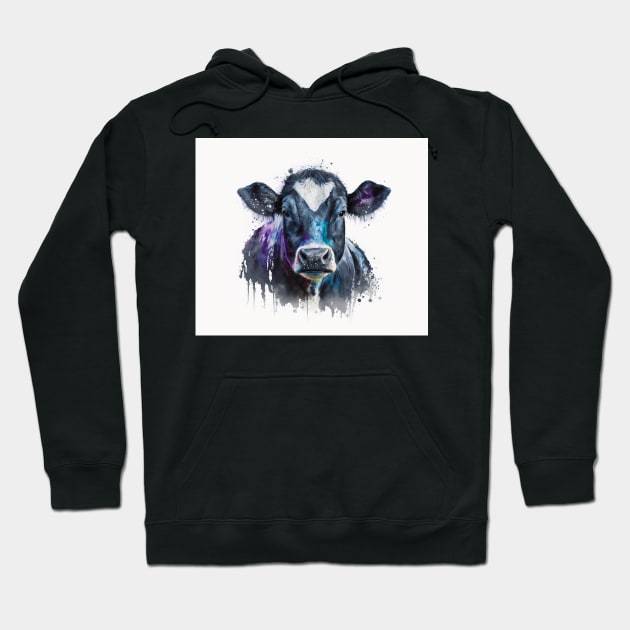 Cow Watercolour Painting Hoodie by TheArtfulAI